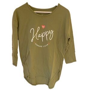 New directions studio medium 3/4 sleeve be happy spread love green